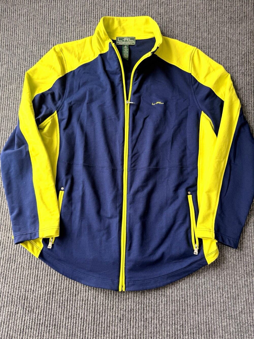 Lauren Ralph Lauren Active Jacket Women's 2X Navy Yellow Full Zip Y2K Retro